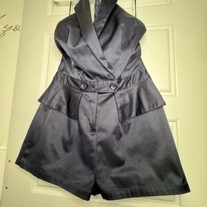 Elegant Black Halter Romper